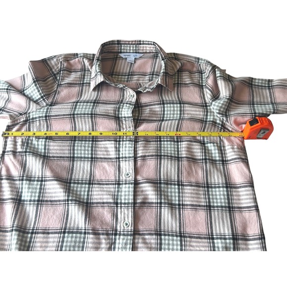 Old Navy‎ Women's Pink Plaid Long Sleeve The Classic Shirt Flannel Size Large - Picture 4 of 7